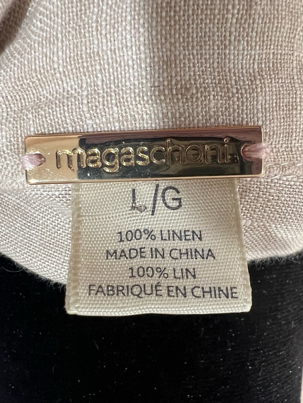 Magaschoni 100% Linen Button Down Shirt Beige Oversized Roll Tab Top L/G - Picture 3 of 7